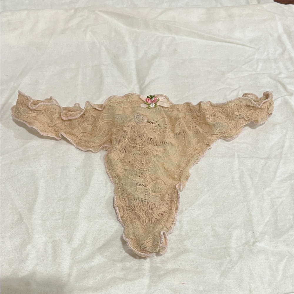 Victoria's Secret Nude Lace Thong in